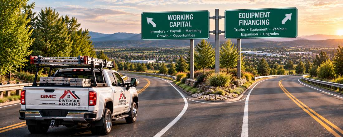 Fork in the Road Decision Roofing contractor choosing between working capital and equipment financing options.